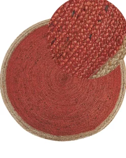 Teppich Jute Korallenrot 120 Cm Kurzflor Menemen