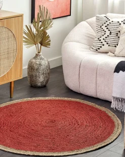 Teppich Jute Korallenrot 120 Cm Kurzflor Menemen