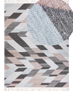 Teppich Jute Mehrfarbig 160 X 230 Cm Geometrisches Muster Kurzflor Nakkas