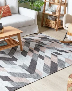 Teppich Jute Mehrfarbig 160 X 230 Cm Geometrisches Muster Kurzflor Nakkas