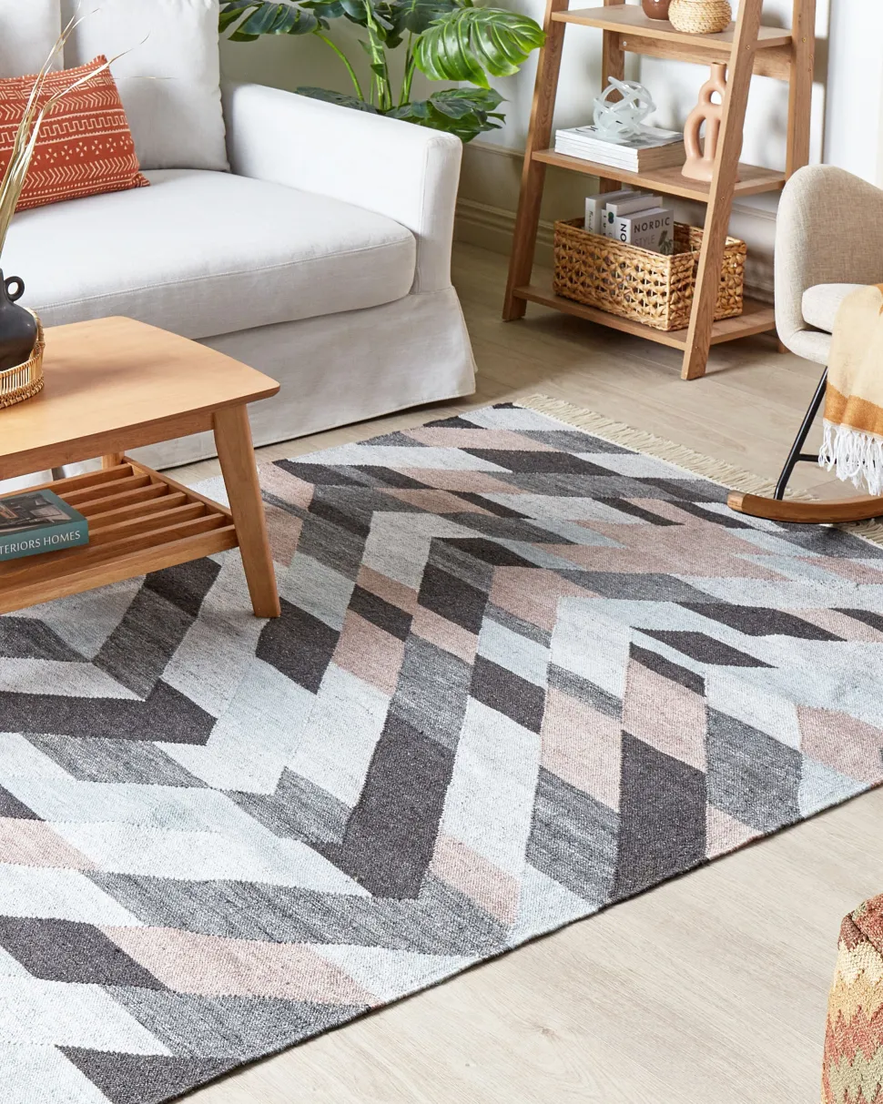 Teppich Jute Mehrfarbig 160 X 230 Cm Geometrisches Muster Kurzflor Nakkas
