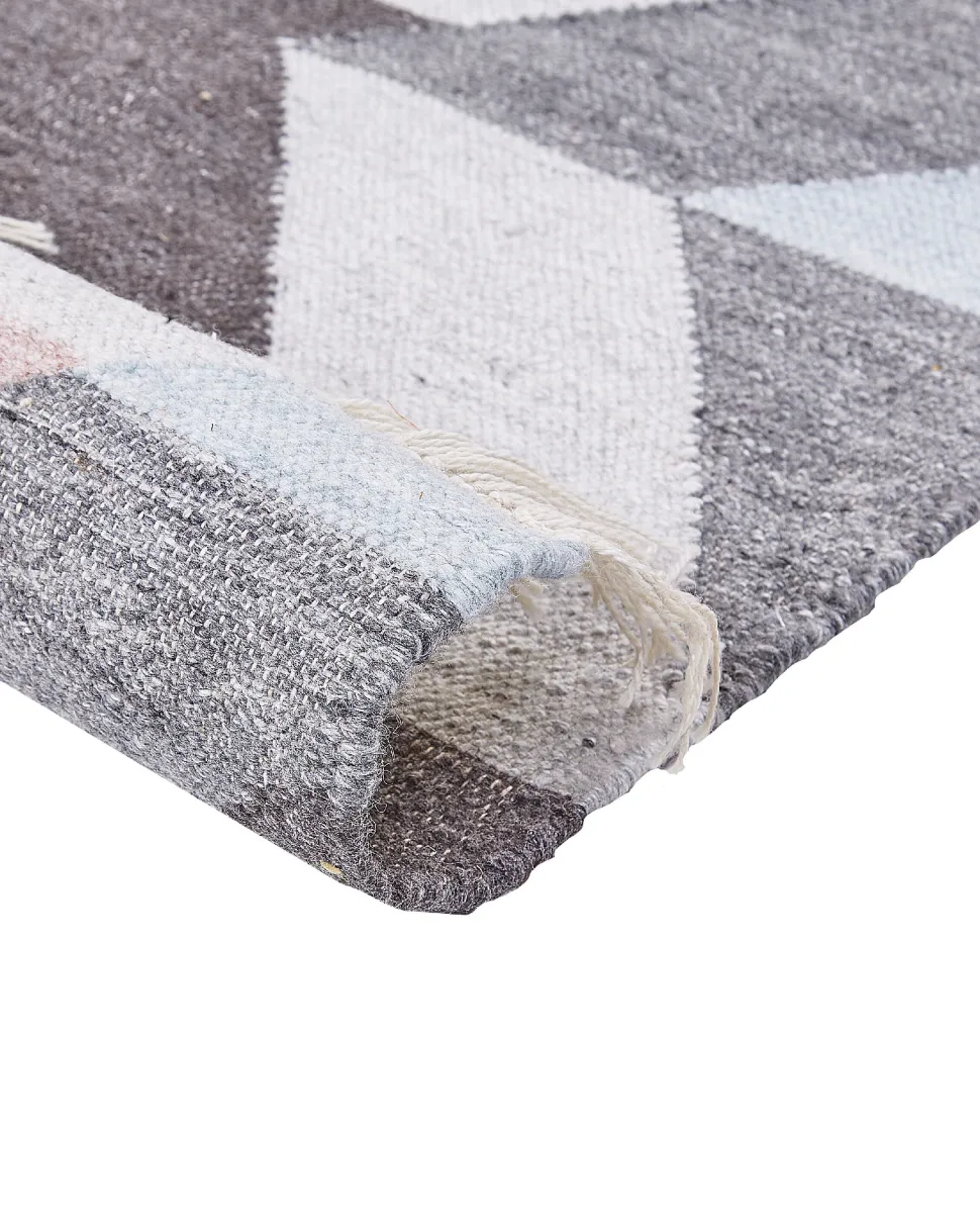 Teppich Jute Mehrfarbig 160 X 230 Cm Geometrisches Muster Kurzflor Nakkas