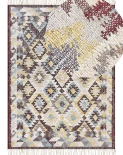 Teppich Jute Mehrfarbig 160 X 230 Cm Geometrisches Muster Kurzflor Fener