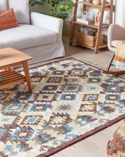 Teppich Jute Mehrfarbig 160 X 230 Cm Geometrisches Muster Kurzflor Fener