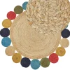 Teppich Jute Mehrfarbig O 140 Cm Kurzflor Zweiseitig Vostan