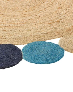 Teppich Jute Mehrfarbig O 140 Cm Kurzflor Zweiseitig Vostan