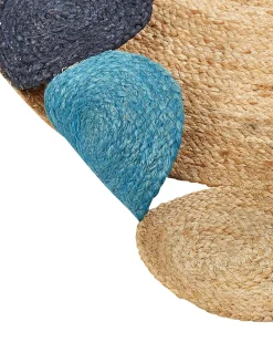 Teppich Jute Mehrfarbig O 140 Cm Kurzflor Zweiseitig Vostan