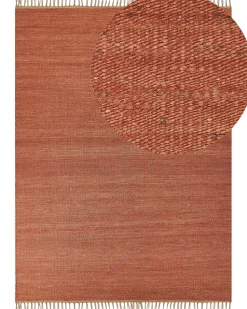Teppich Jute Rot 160 X 230 Cm Kurzflor Zweiseitig Lunia