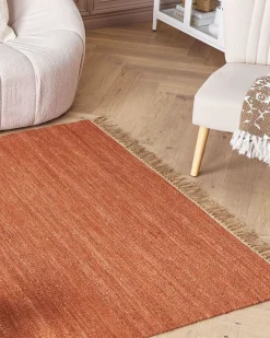Teppich Jute Rot 160 X 230 Cm Kurzflor Zweiseitig Lunia