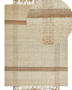 Teppich Jute Sandbeige 160 X 230 Cm Geometrisches Muster Kurzflor Yelmez