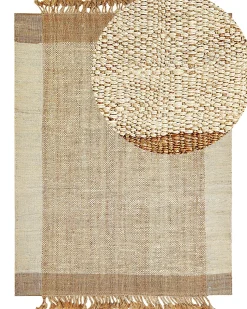 Teppich Jute Sandbeige 160 X 230 Cm Geometrisches Muster Kurzflor Dedemli