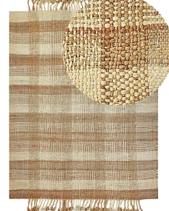Teppich Jute Sandbeige 160 X 230 Cm Geometrisches Muster Kurzflor Berissa