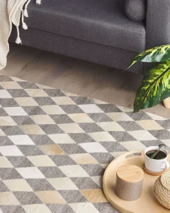 Teppich Kuhfell Beige / Braun 160 X 230 Cm Patchwork Kurzflor Seslice
