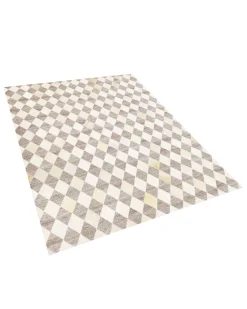 Teppich Kuhfell Beige / Braun 160 X 230 Cm Patchwork Kurzflor Seslice