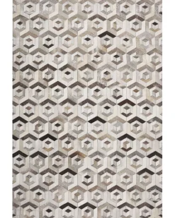 Teppich Kuhfell Beige / Braun 160 X 230 Cm Geometrisches Muster Kurzflor Tavak