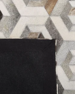 Teppich Kuhfell Beige / Braun 160 X 230 Cm Geometrisches Muster Kurzflor Tavak