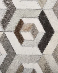 Teppich Kuhfell Beige / Braun 160 X 230 Cm Geometrisches Muster Kurzflor Tavak
