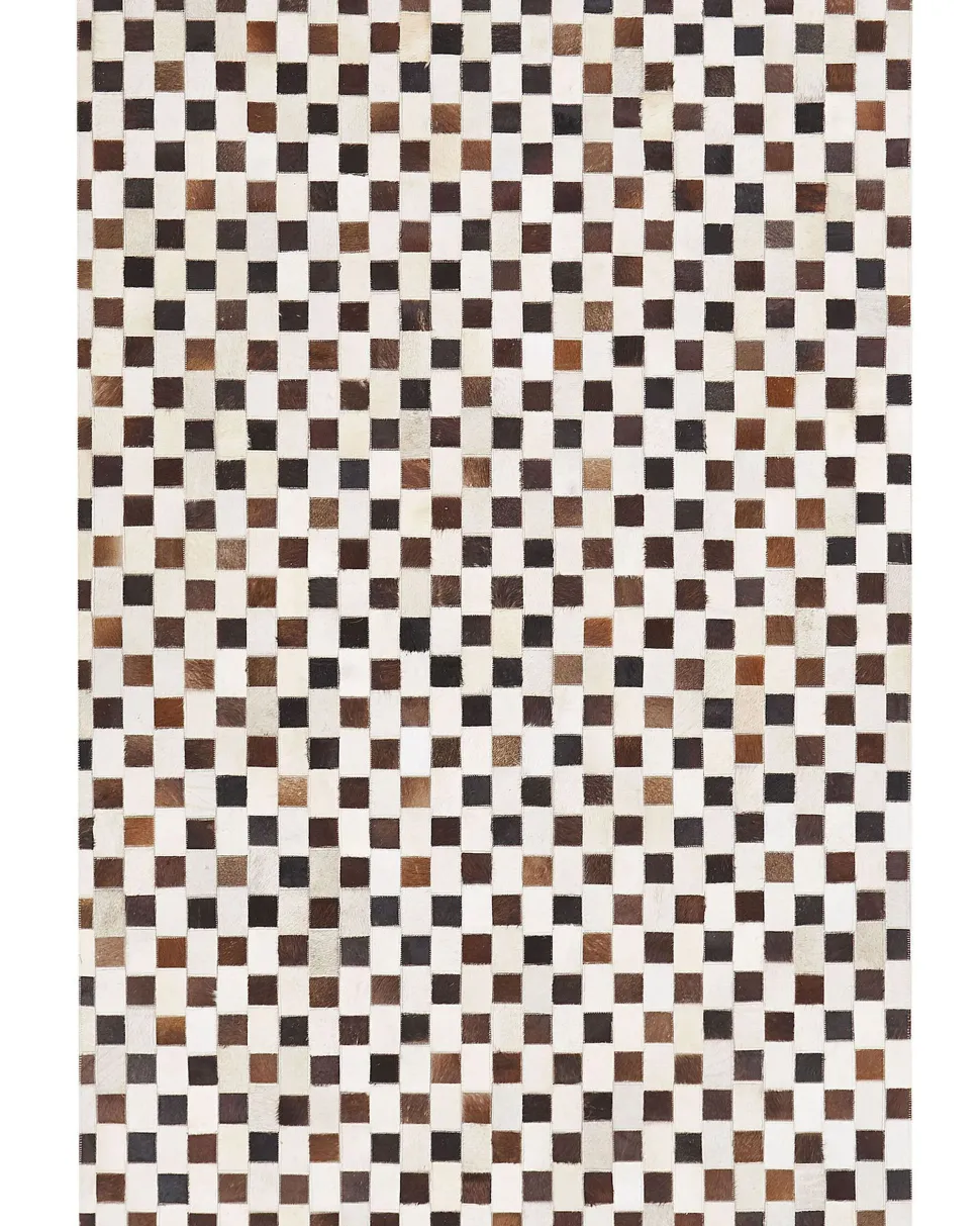 Teppich Kuhfell Beige / Braun 160 X 230 Cm Patchwork Kurzflor Kayabey
