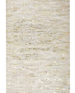 Teppich Kuhfell Beige / Gold 160 X 230 Cm Patchwork Kurzflor Tokul