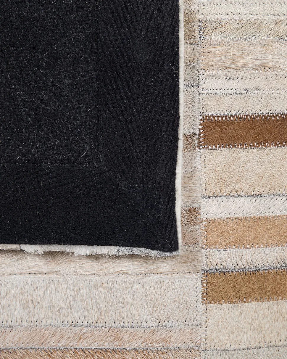 Teppich Kuhfell Beige 160 X 230 Cm Patchwork Kurzflor Yagda