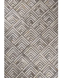 Teppich Kuhfell Beige-Grau 160 X 230 Cm Geometrisches Muster Kurzflor Tekir