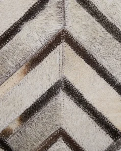 Teppich Kuhfell Beige-Grau 160 X 230 Cm Geometrisches Muster Kurzflor Tekir