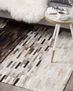 Teppich Kuhfell Braun / Beige 140 X 200 Cm Patchwork Kurzflor Sinneli