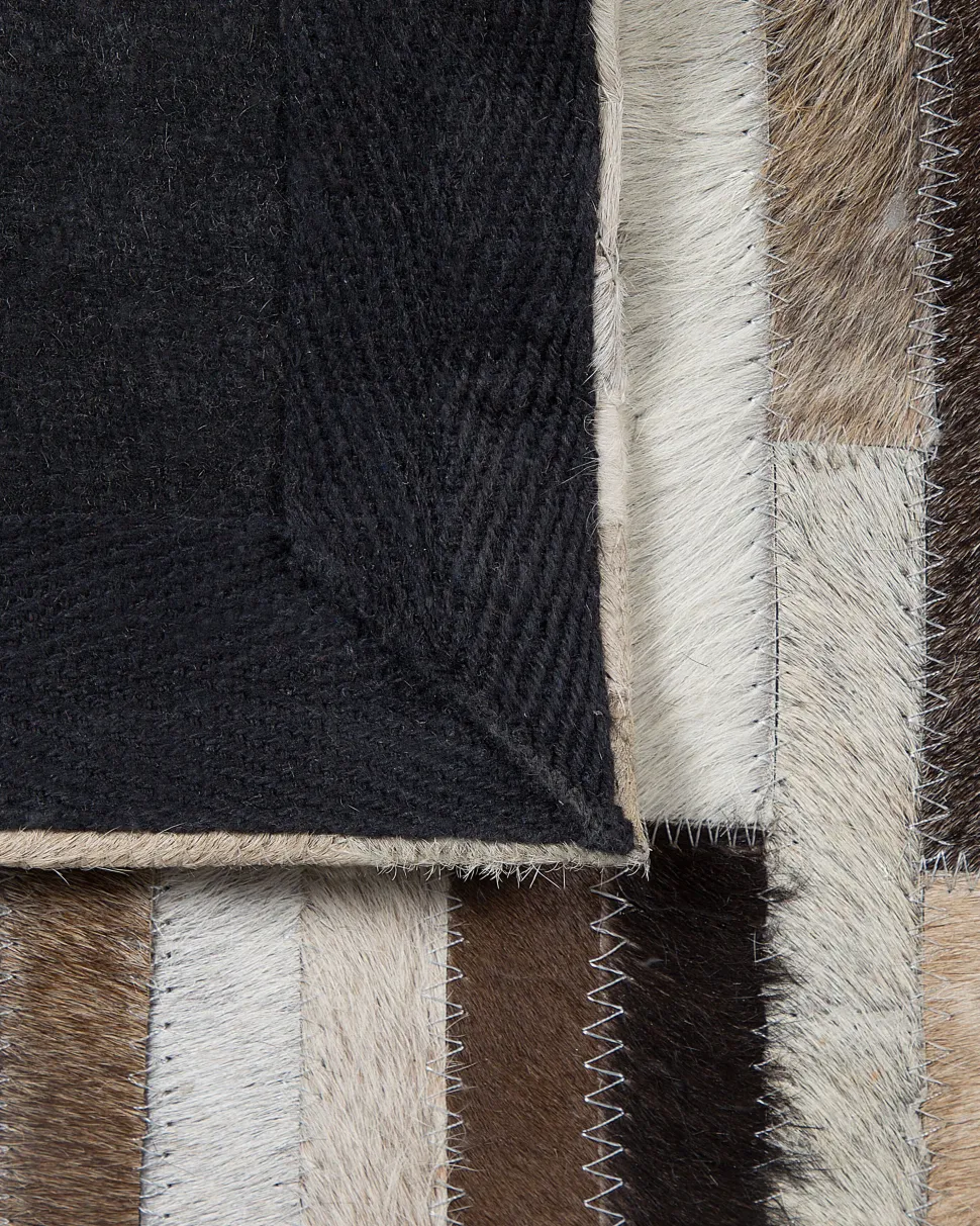 Teppich Kuhfell Braun / Beige 140 X 200 Cm Patchwork Kurzflor Sinneli
