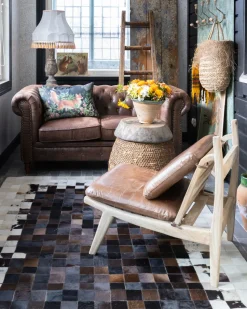 Teppich Kuhfell Braun / Beige 160 X 230 Cm Patchwork Kurzflor Okculu