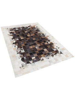 Teppich Kuhfell Braun / Beige 160 X 230 Cm Patchwork Kurzflor Okculu
