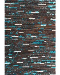 Teppich Kuhfell Braun / Blau 160 X 230 Cm Patchwork Kurzflor Kisir