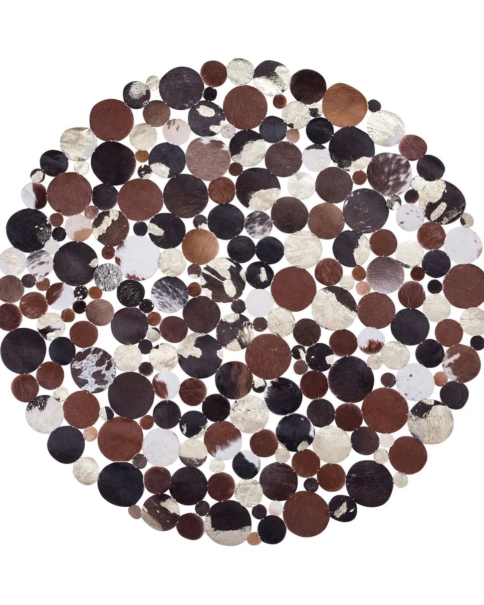 Teppich Kuhfell Braun / Gold 140 Cm Patchwork Sorgun