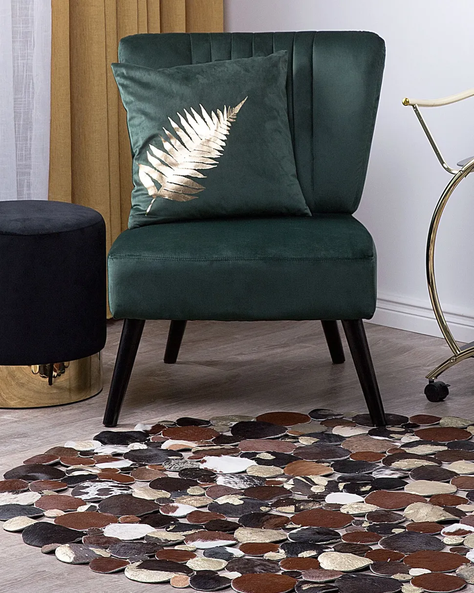 Teppich Kuhfell Braun / Gold 140 Cm Patchwork Sorgun