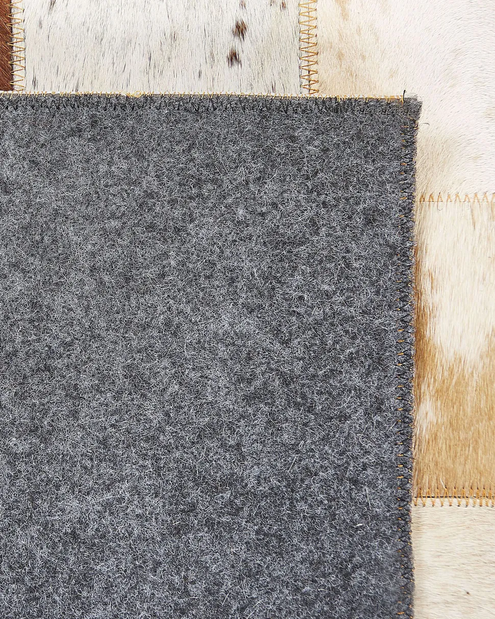 Teppich Kuhfell Braun / Weis 160 X 230 Cm Patchwork Kurzflor Camili