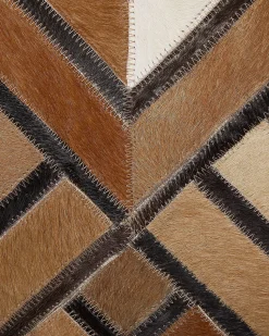 Teppich Kuhfell Braun 160 X 230 Cm Geometrisches Muster Kurzflor Tekir