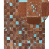 Teppich Kuhfell Braun-Blau 160 X 230 Cm Patchwork Aliaga