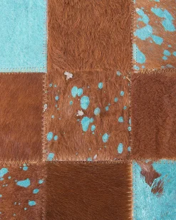 Teppich Kuhfell Braun-Blau 160 X 230 Cm Patchwork Aliaga