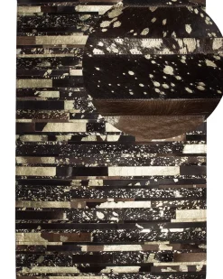 Teppich Kuhfell Braun-Gold 160 X 230 Cm Patchwork Artvin