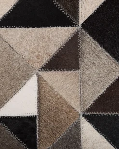 Teppich Kuhfell Grau / Beige 140 Cm Patchwork Kurzflor Kirklar