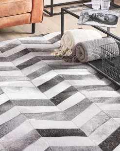 Teppich Kuhfell Grau 140 X 200 Cm Patchwork Aksaz