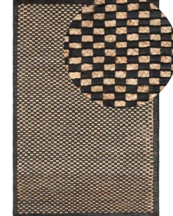 Teppich Leder Schwarz/Beige 140 X 200 Cm Gerce