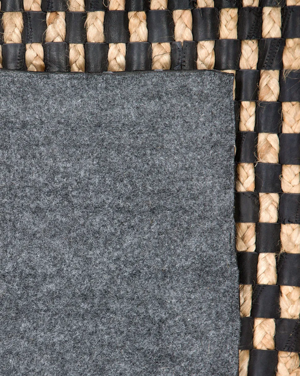 Teppich Leder Schwarz/Beige 140 X 200 Cm Gerce