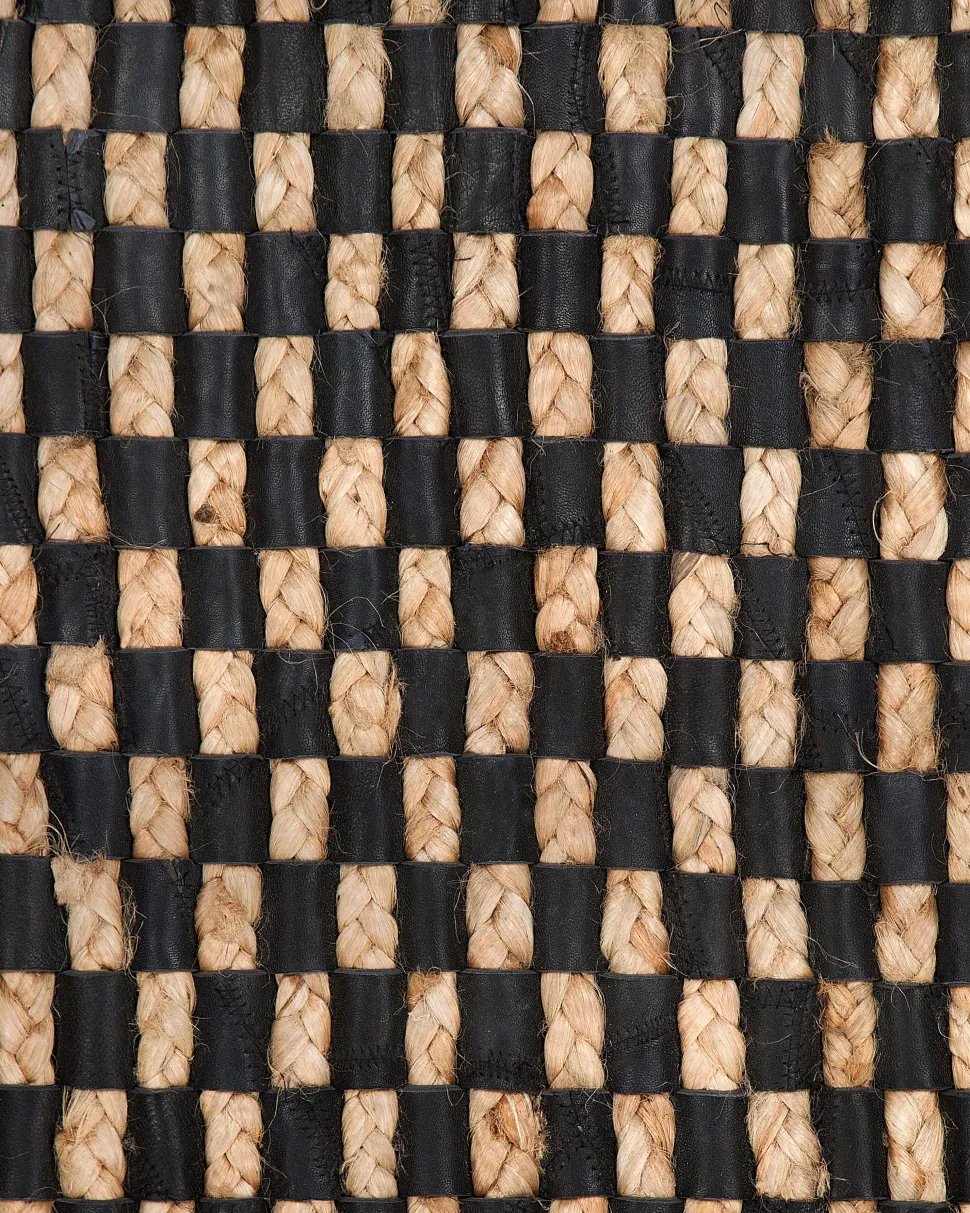 Teppich Leder Schwarz/Beige 140 X 200 Cm Gerce