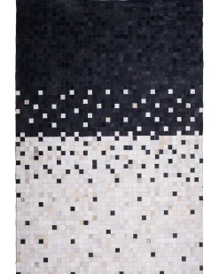 Teppich Leder Schwarz-Beige 160 X 230 Cm Patchwork Erfelek