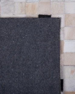 Teppich Leder Schwarz-Beige 160 X 230 Cm Patchwork Erfelek