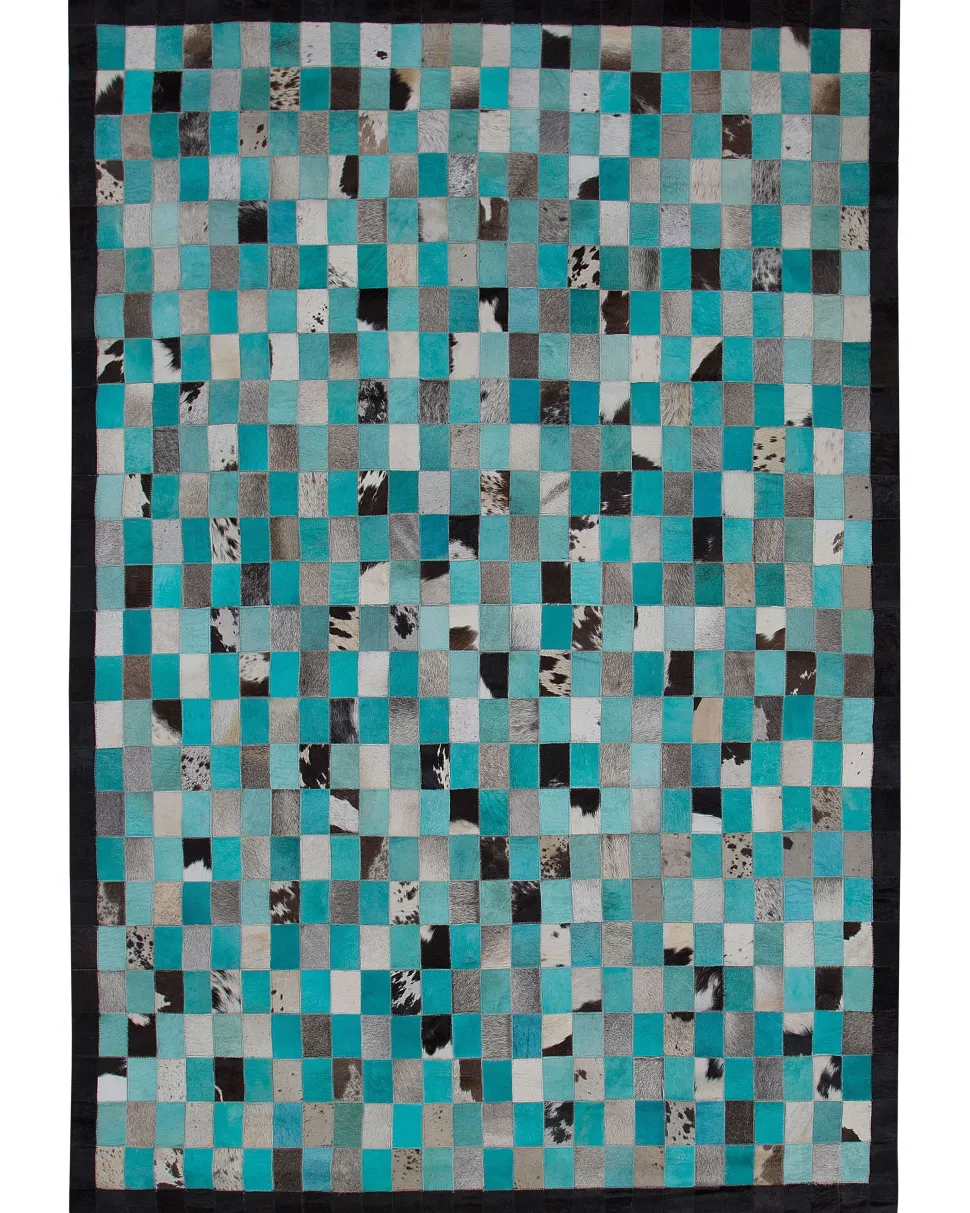 Teppich Leder Turkis/Grau 160 X 230 Cm Nikfer