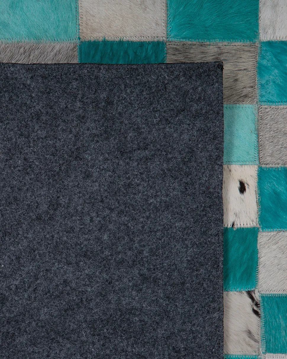 Teppich Leder Turkis/Grau 160 X 230 Cm Nikfer