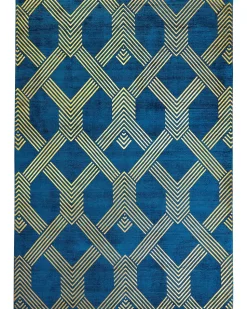 Teppich Marineblau/Gold 160 X 230 Cm Geometrisches Muster Vekse