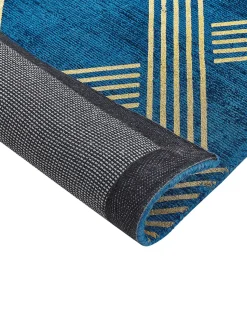 Teppich Marineblau/Gold 160 X 230 Cm Geometrisches Muster Vekse