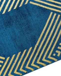 Teppich Marineblau/Gold 160 X 230 Cm Geometrisches Muster Vekse